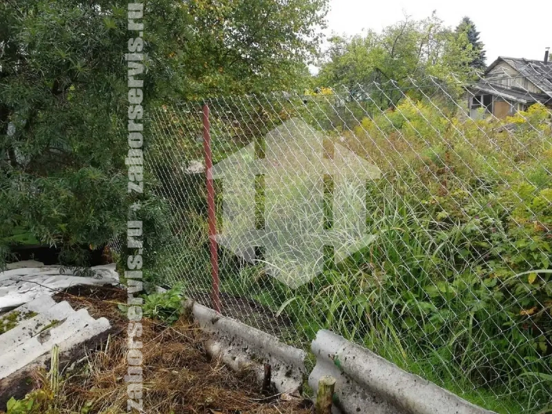 Забор из сетки рабицы в натяг с протяжкой арматуры 100 метров