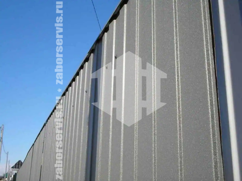 Забор из профнастила 64 метра серый