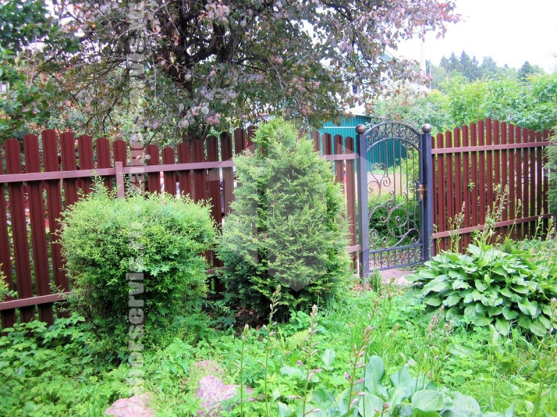 Забор из евроштакетника с забивными столбами 13 метров