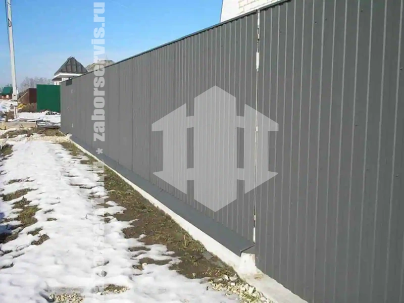 Забор из профнастила 64 метра серый