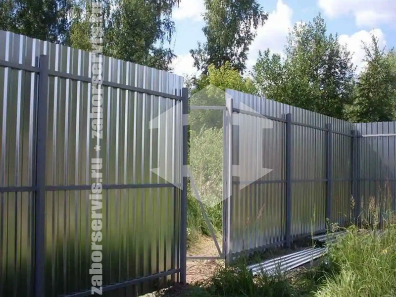 Забор из профнастила оцинкованный 64 метра