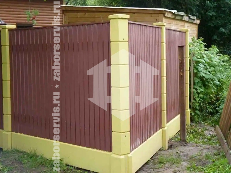 Забор из металлического штакетника на ленточном фундаменте 68 метров